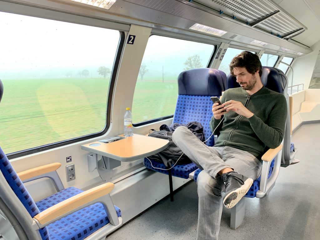 Sitting on train